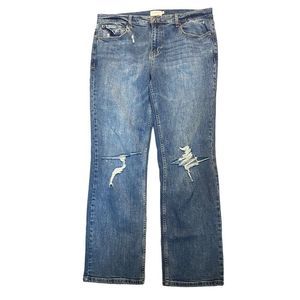 Oliver Logan Mens Straight Leg Distressed Medium Wash Jeans Size 36x32